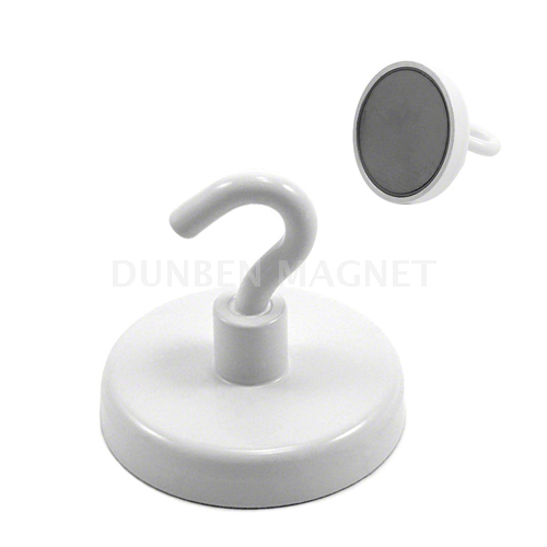 White Paint Ferrite Hook Magnet, Hard Ferrite (Ceramic) Hook Magnet with White Paint, Ceramic Magnetic Hook, Ferrite Pot Magnet with White Hook