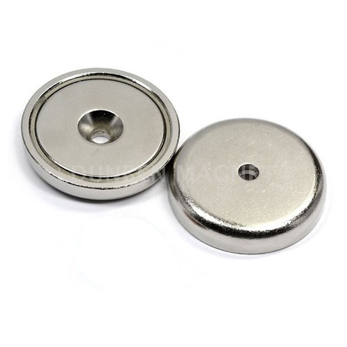 Neodymium Mounting Round Base Shallow Pot Magnet with a countersunk hole,Powerful neodymium cup magnet