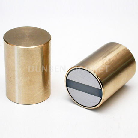 NdFeB Deep Pot Magnets, Holding Bi-pole Magnets, Bar magnets Neodymium-iron-boron with brass body , NdFeB Bi-Pole / Twin-Pole Deep Blind Ended Pot Magnet