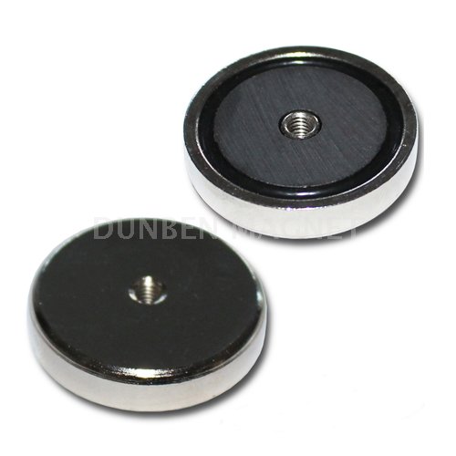 Powerful ferrite ceramic pot magnet with internal thread,ceramic round base magnet,Hard Ferrite Eyebolt Ring Magnet